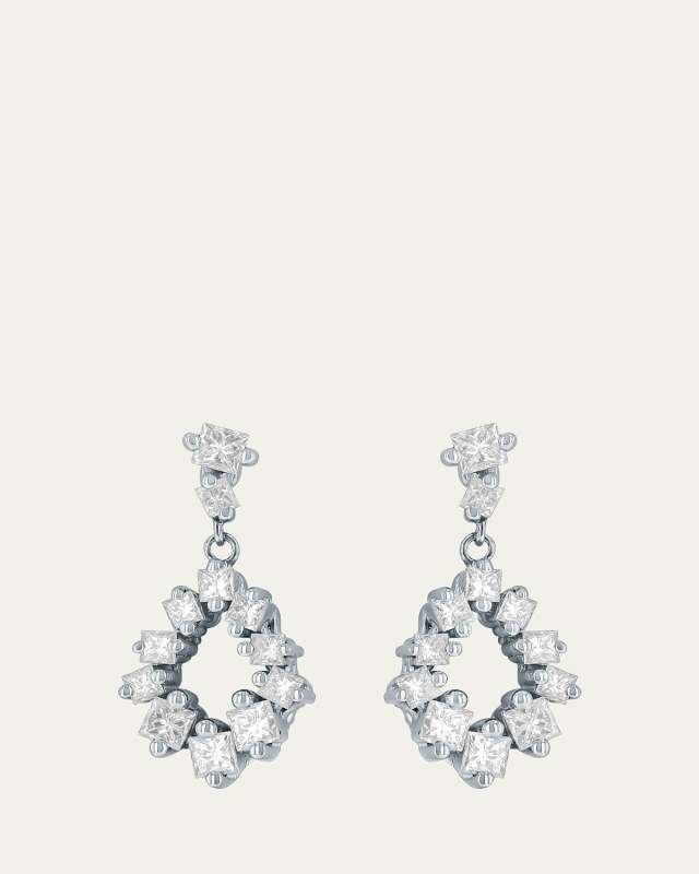 18K White Gold Diamond Drop Earrings